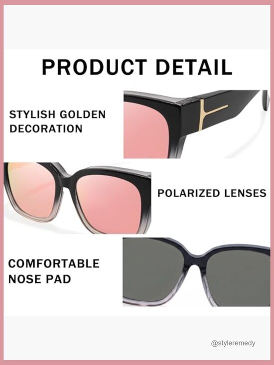 Polarized Mirrored Sunglasses Fit Over Glasses Large Square Frame main image 6